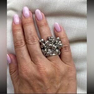 Anthropologie Silver Fringe Ring